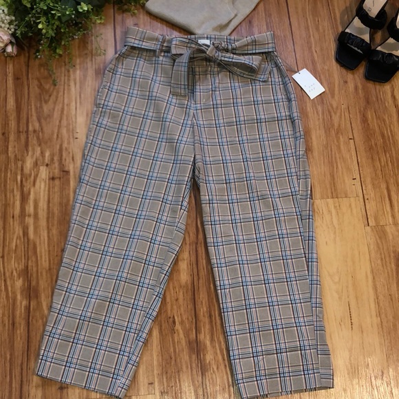 a new day Plaid Trousers - Rust, Brown, and Blue - Picture 1 of 14